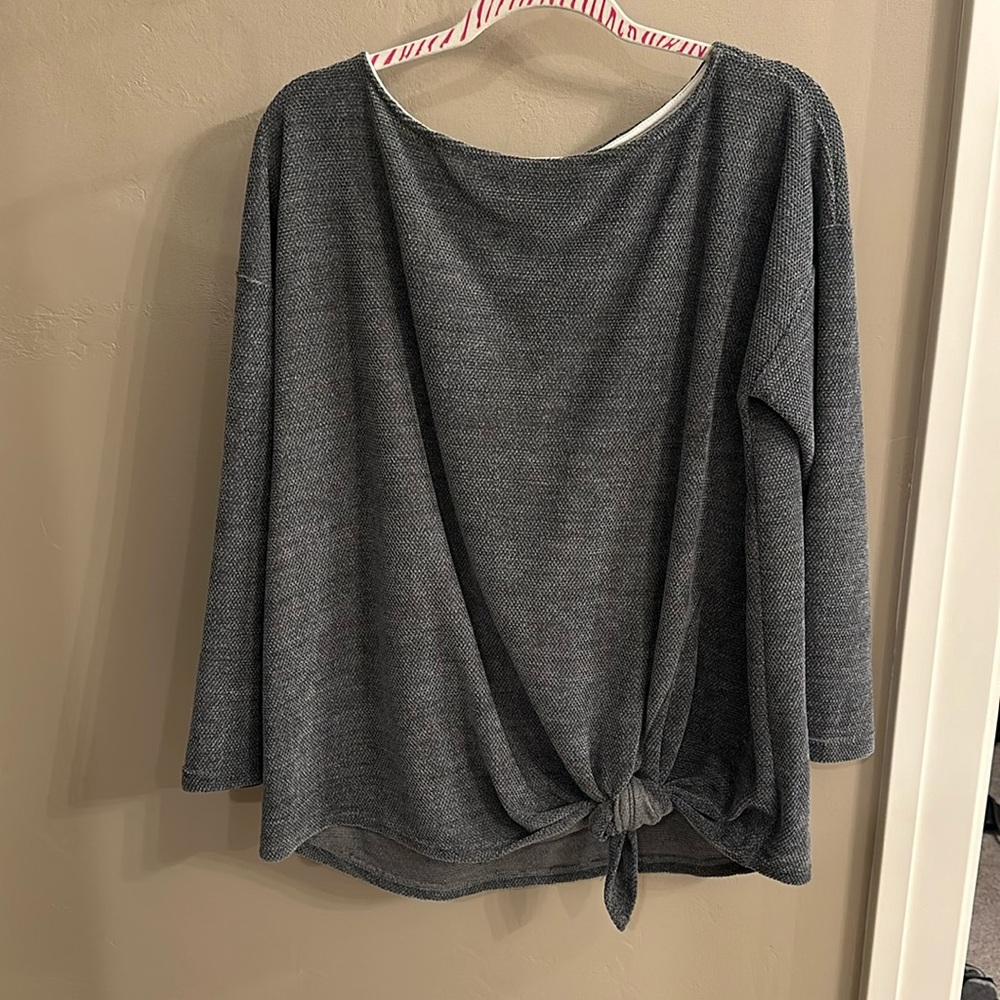 Gray velour like long sleeve shirt
